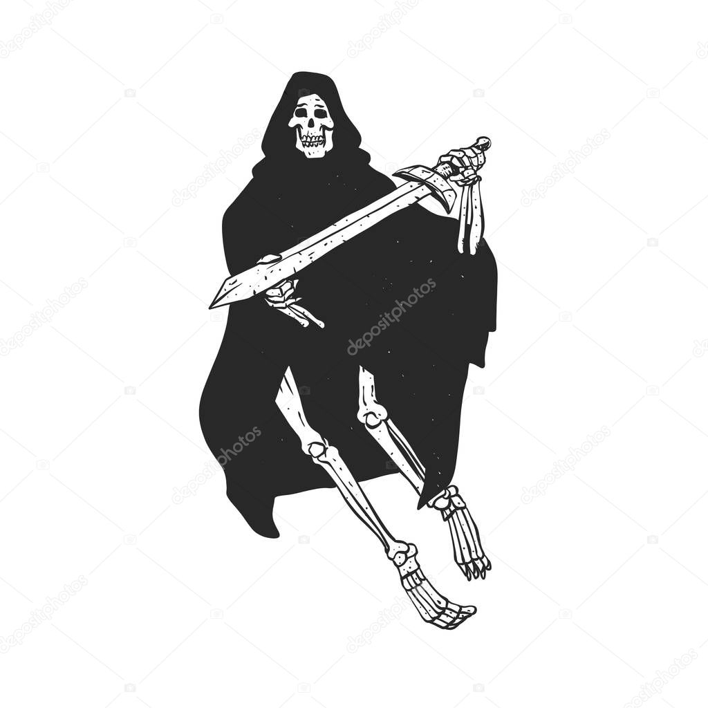 Grim cartoon - Reaper cartoon - Gothic skeleton