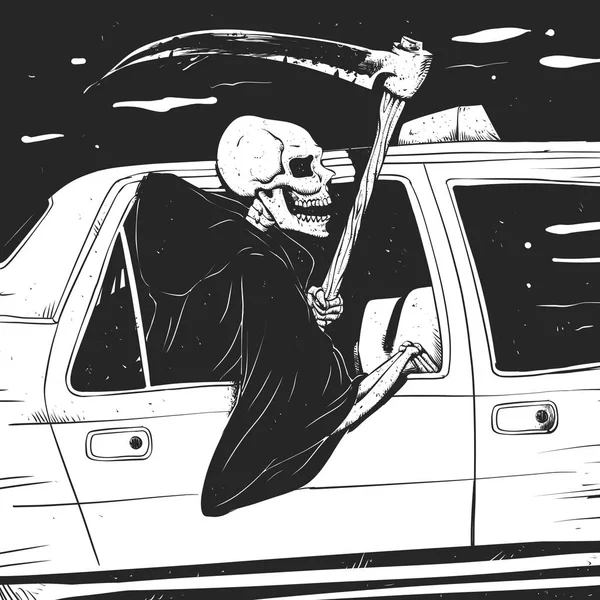 Osobní Taxi Ponuré Černé Bílé Gothic Reaper — Stock fotografie