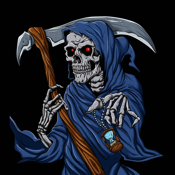 Reaper Grim Hourglass Ghost Skull Black White — Stock Photo, Image