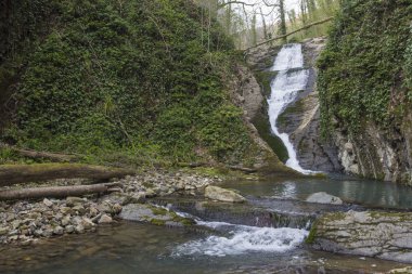 Rusya. Sochi. Matsesta Nehri üzerinde şelaleler.