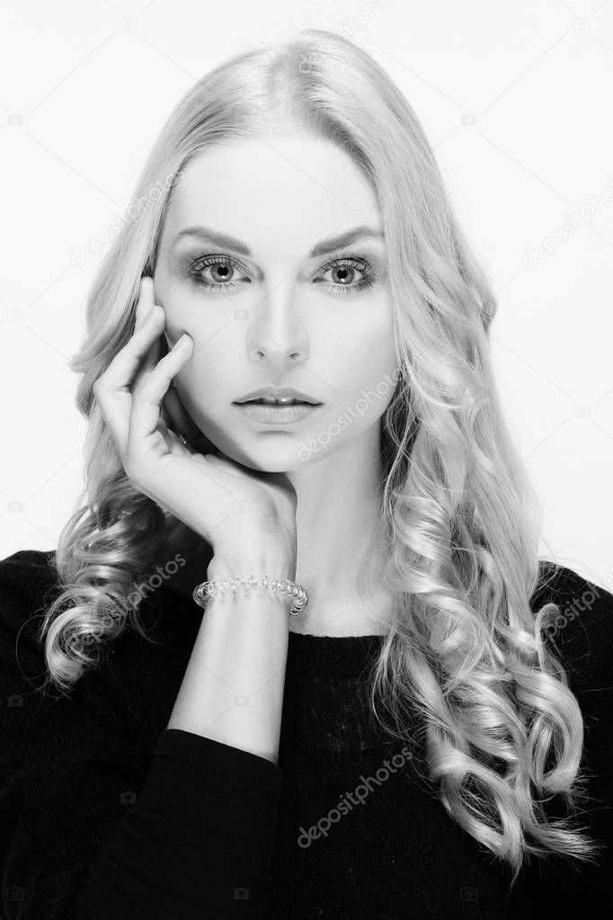 Black Curly Hair White Skin Beautiful Young Woman With Curly