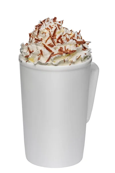 Cóctel de café con crema batida, jarabe de arce y choco rallado — Foto de Stock
