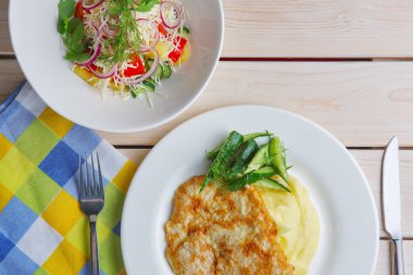 Yemek için hazır tablo Üstten Görünüm