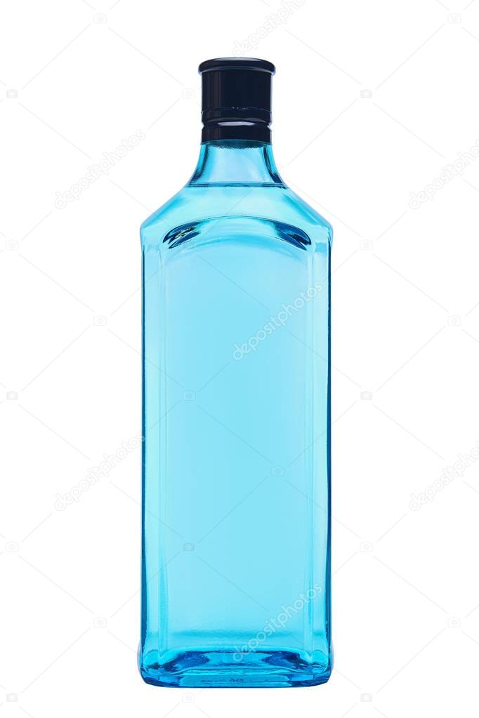Bottle of gin without label isolated on white