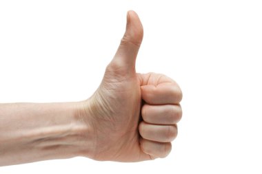 Parmak kadar insan eliyle. Yukarı başparmak.