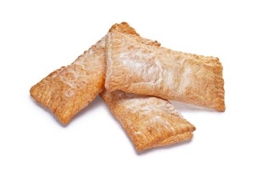 Menü düzeni. Puf böreği cepleri üzerinde beyaz arka plan doldurarak çilek ile