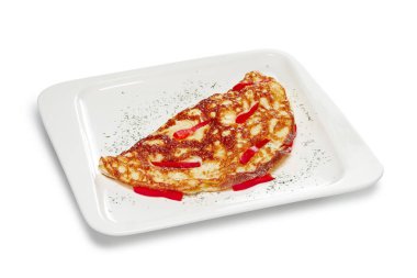 Menü düzeni. Omlet jambon ve dolmalık biber ile