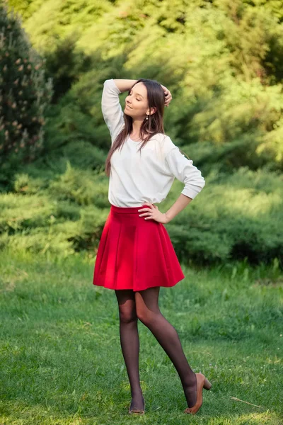 Soft focus photo of cute girl in the meadow — 스톡 사진