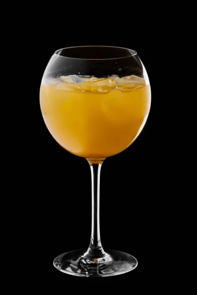 Cold sangria in wine glass isolated on black — 스톡 사진