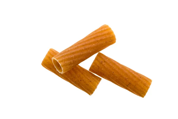 Tot View Tortiglioni Grooved Helical Tube Pasta Isolated White — Stok Foto