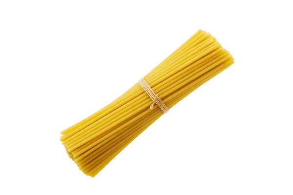 Bovenaanzicht Van Bundel Bucatini Perciatelli Dikke Spaghetti Achtige Pasta Met — Stockfoto