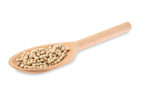 Wooden Spoon Pepper Isolated White — Stock Photo, Image