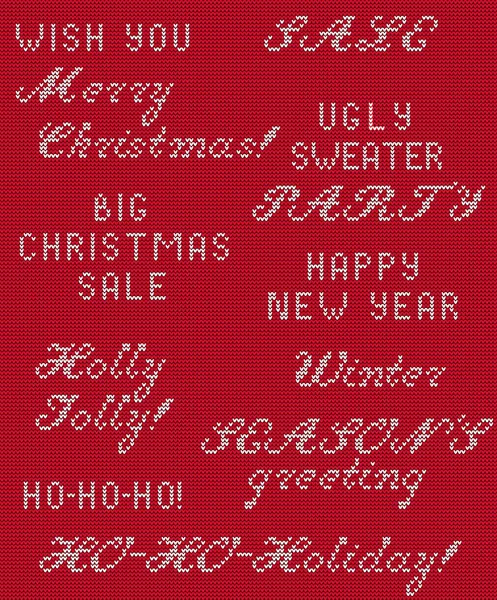 Vánoční pletené fráze 1 — Stockový vektor