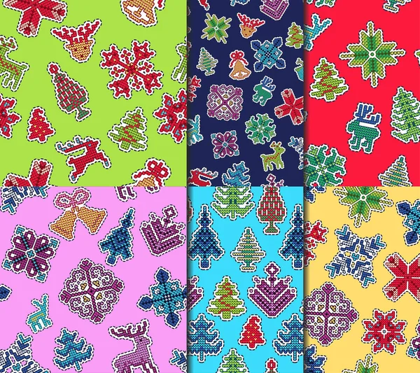 Patches de Natal Padrão SEamless — Vetor de Stock