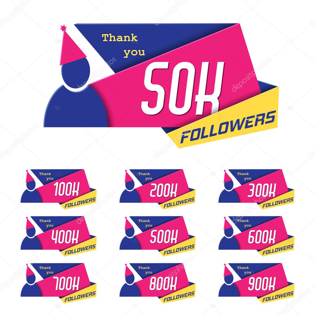 Vector Illustration of Followers Poster for Design, Website, Background, Banner. Blog Retro Template for Web User