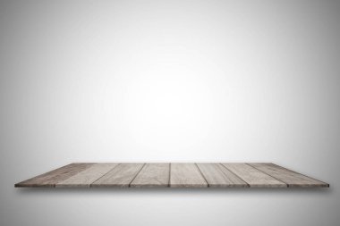 İzole üzerinde beyaz arka plan boş üst kısmında ahşap döşeme