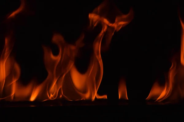 Vacker eld flames på svart bakgrund. — Stockfoto