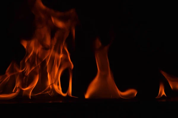 Vacker eld flames på svart bakgrund. — Stockfoto