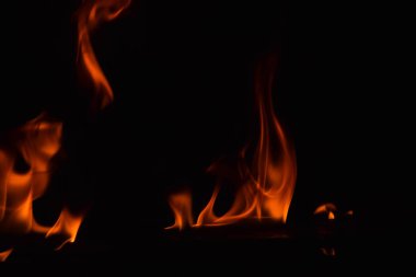 Güzel ateş alevler siyah arka plan üzerine.