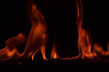 Güzel ateş alevler siyah arka plan üzerine.