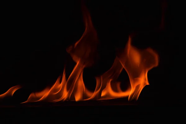 Belle fiamme di fuoco su sfondo nero . — Foto Stock