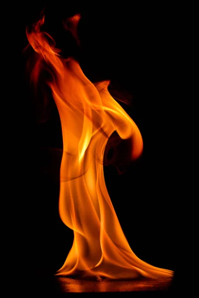 Beautiful fire flames on black background. — Stock Photo, Image