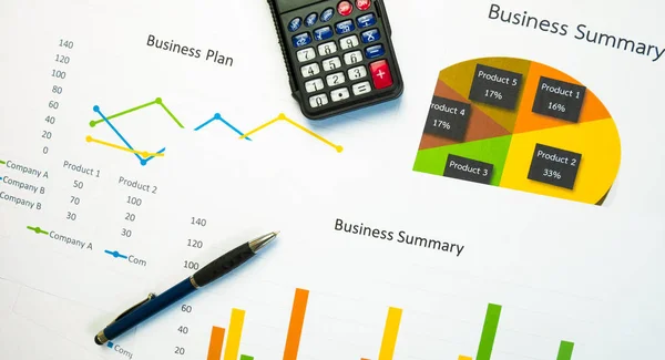 Resumen de negocios o informe del plan de negocios con gráficos y gráficos —  Fotos de Stock