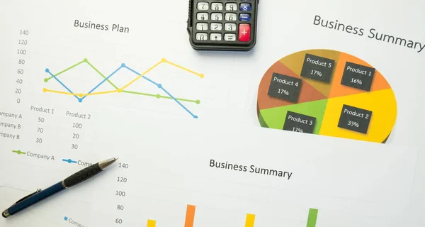 Resumen de negocios o informe del plan de negocios con gráficos y gráficos —  Fotos de Stock