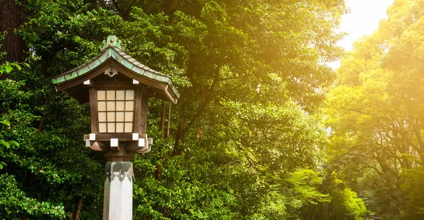 Лампа Японському Стилі Парку Японський Храм Або Святилище Сонячне Світло — стокове фото