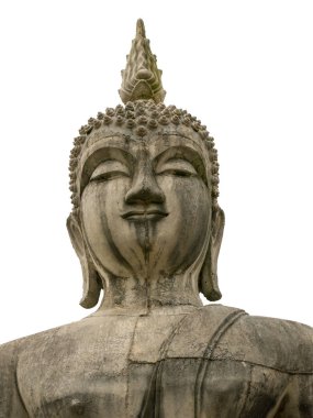 Beyaz arkaplanda Buda heykeli, kırpma yolunu da içerir