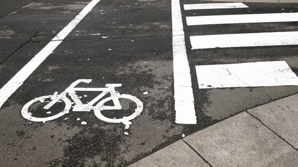 Bicycle Sign Cross Walk Road — Stock Photo, Image