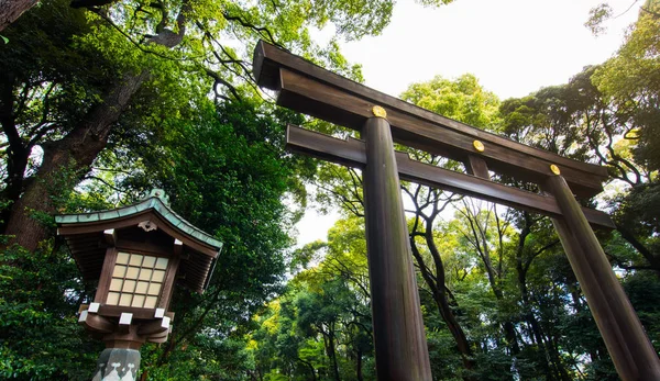 Tori Gate Lamp Japanese Style Park Japan Temple Shrine — Stock Photo, Image