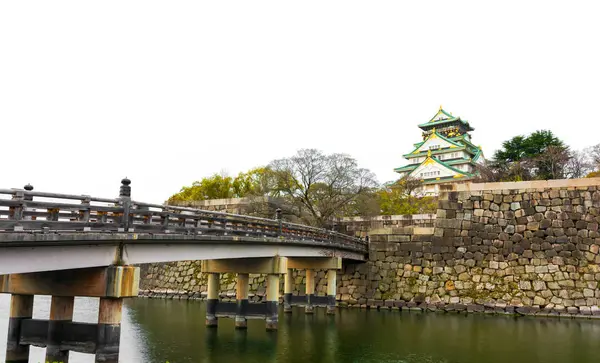 Osaka Slott Det Största Slottet Osaka Japan Med Vit Himmel — Stockfoto