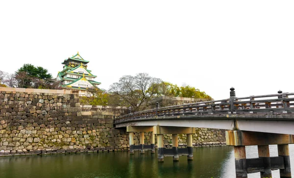 Osaka Slott Det Största Slottet Osaka Japan Med Vit Himmel — Stockfoto