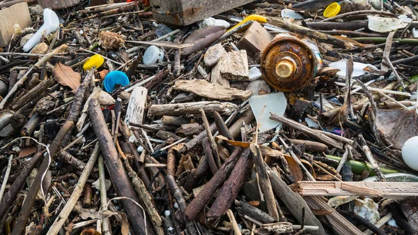 Das Problem Des Mülls Strand Verursacht Durch Vom Menschen Verursachte — Stockfoto