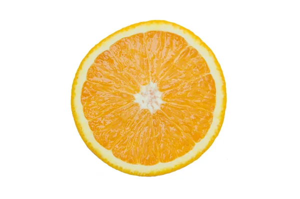 Close Van Plakje Sinaasappel Witte Achtergrond — Stockfoto