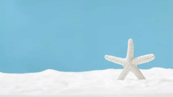 Beyaz kumdaki denizyıldızı. Metin için kopyalanma alanı. Yaz kavramı