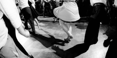 swing dancers in black and white and vintage style clipart