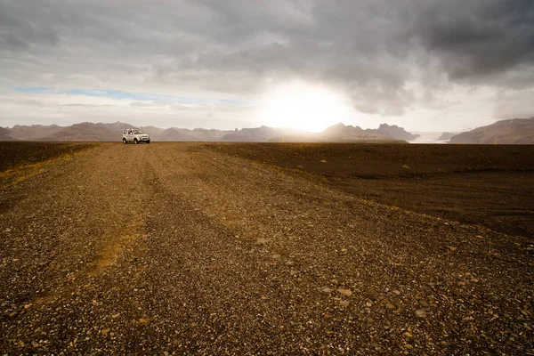 Iceland expedition desert at sunset — Stock Photo, Image