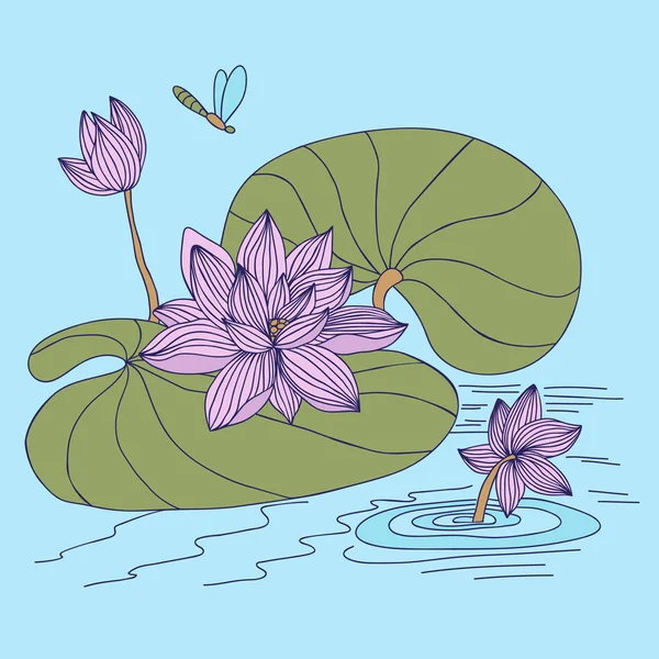 Lotus peint à la main dans un vecteur — Image vectorielle