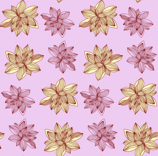 Dragna sömlösa mönster med blommor vackra handgjorda i vektor — Stock vektor