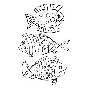 Parlak dekoratif balık elle çizilmiş vektör. 