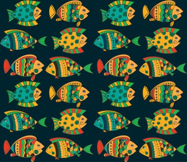 Parlak dekoratif balık elle çizilmiş vektör. 