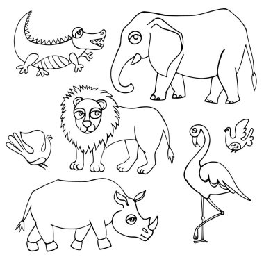 Afrika hayvanları ayarlayın. Vektör çizim