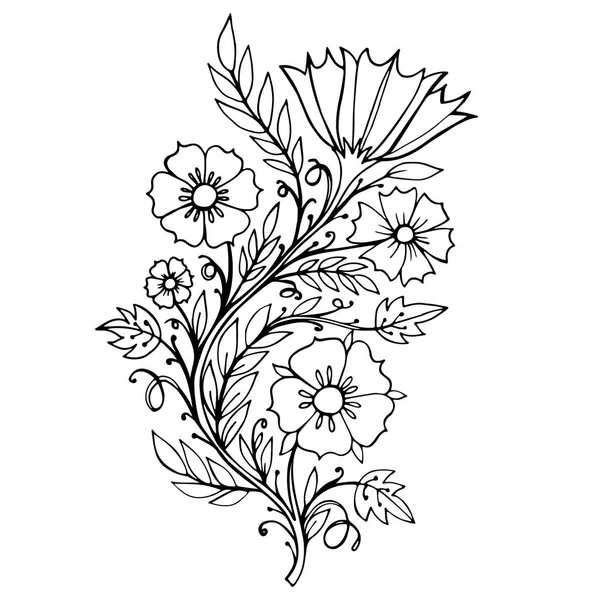 Decoratieve tak met bloemen. De illustratie is perfect voor het ontwerpen van ansichtkaarten, pakketten, textiel, briefpapier en andere design — Stockvector