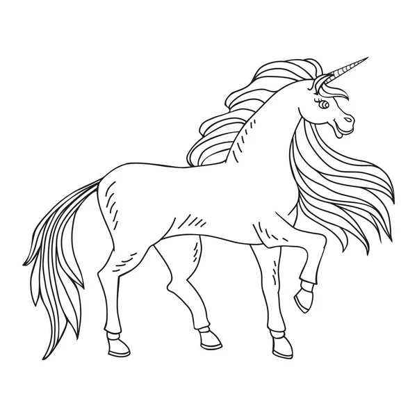 Coloring page with a unicorn. — Stock Vector