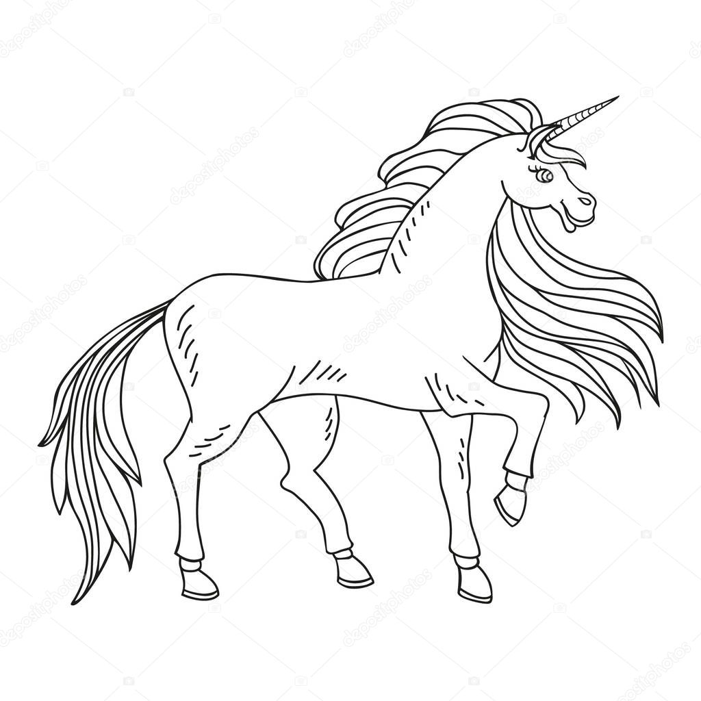 ✓ Coloring page with a unicorn. premium vector in Adobe ...