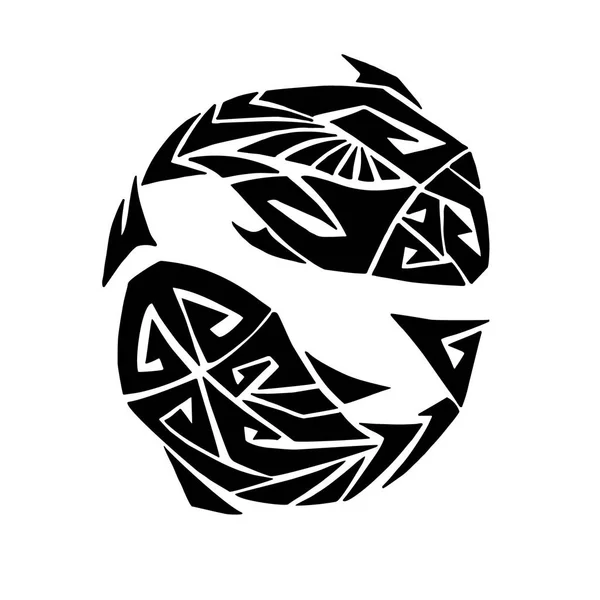 Stylizowane Znak Zodiaku Ryby Stylu Maori Tatuaż Ilustracji Rysowany Wektor Grafika Wektorowa