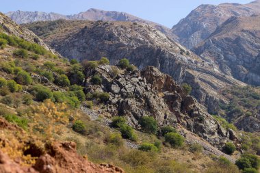 Güney Kazakistan 'daki Lenger şehrinin yakınındaki Ak-cami geçidi.
