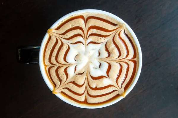 Caramel Coffee in Top View — Stok Foto